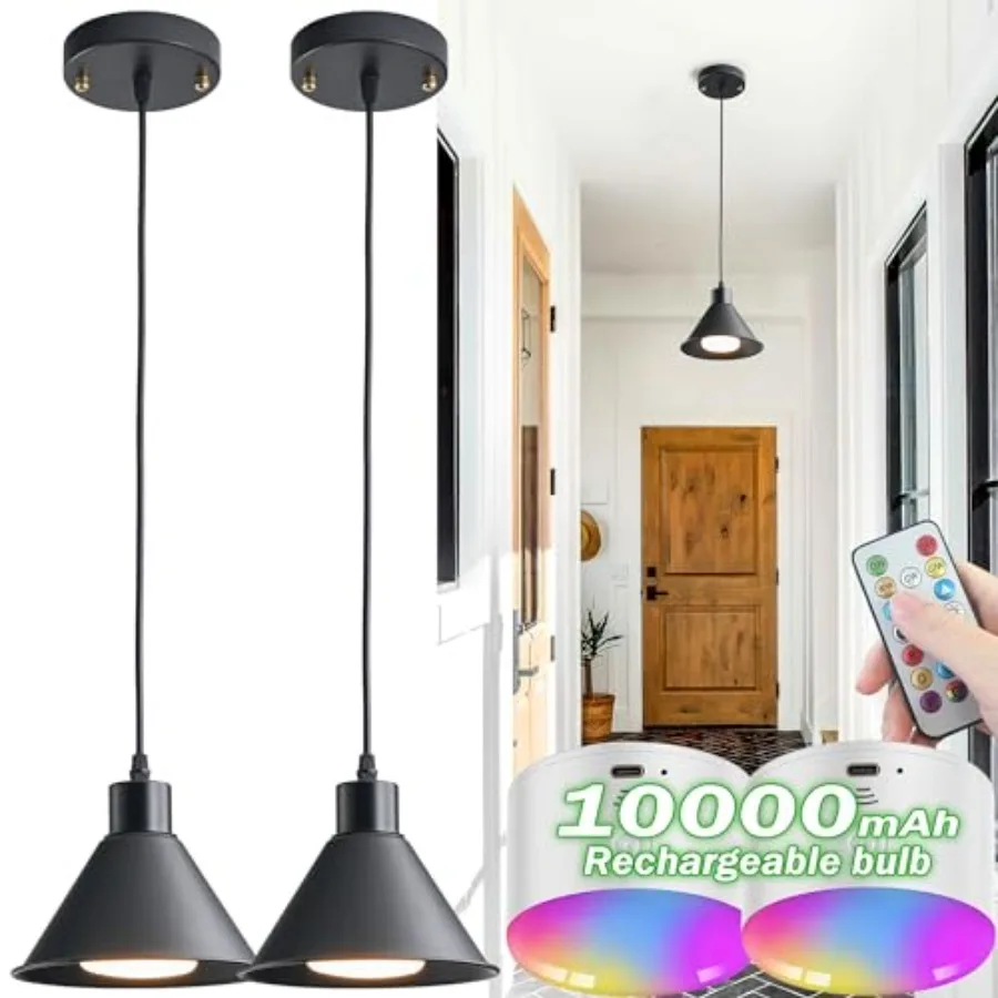 Battery Operated Pendant Light Set of 2 RGB Color Changing Rechargeable Hanging Light with Remote Up to 50 Hours Use Vintage Pe
Battery Operated Pendant Light Set of 2 RGB Color Changing Rechargeable Hanging Light with Remote Up to 50 Hours Use Vintage Pe