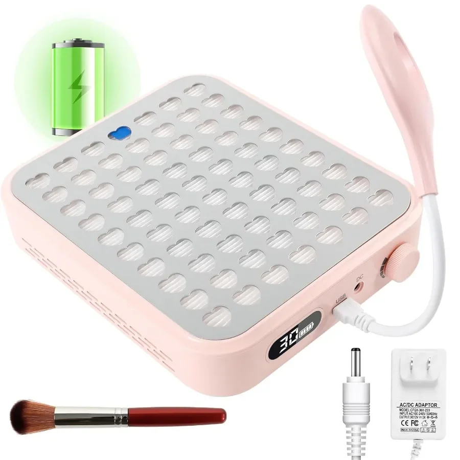 Rechargeable Nail Dust Collector with Integrated Lamp and Powerful Brushless Vacuum Fan Includes Dust Brush for Efficient Acryl
Rechargeable Nail Dust Collector with Integrated Lamp and Powerful Brushless Vacuum Fan Includes Dust Brush for Efficient Acryl