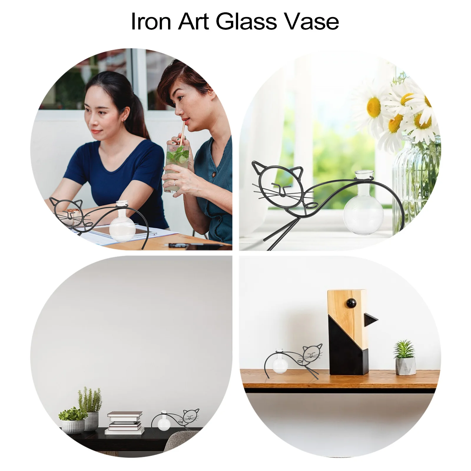 1Pcs Flower Arrangement Vase Iron Art Glass Container Lovely Cat Design Desktop Decor Hydroponics Vase Home Decor
1Pcs Flower Arrangement Vase Iron Art Glass Container Lovely Cat Design Desktop Decor Hydroponics Vase Home Decor