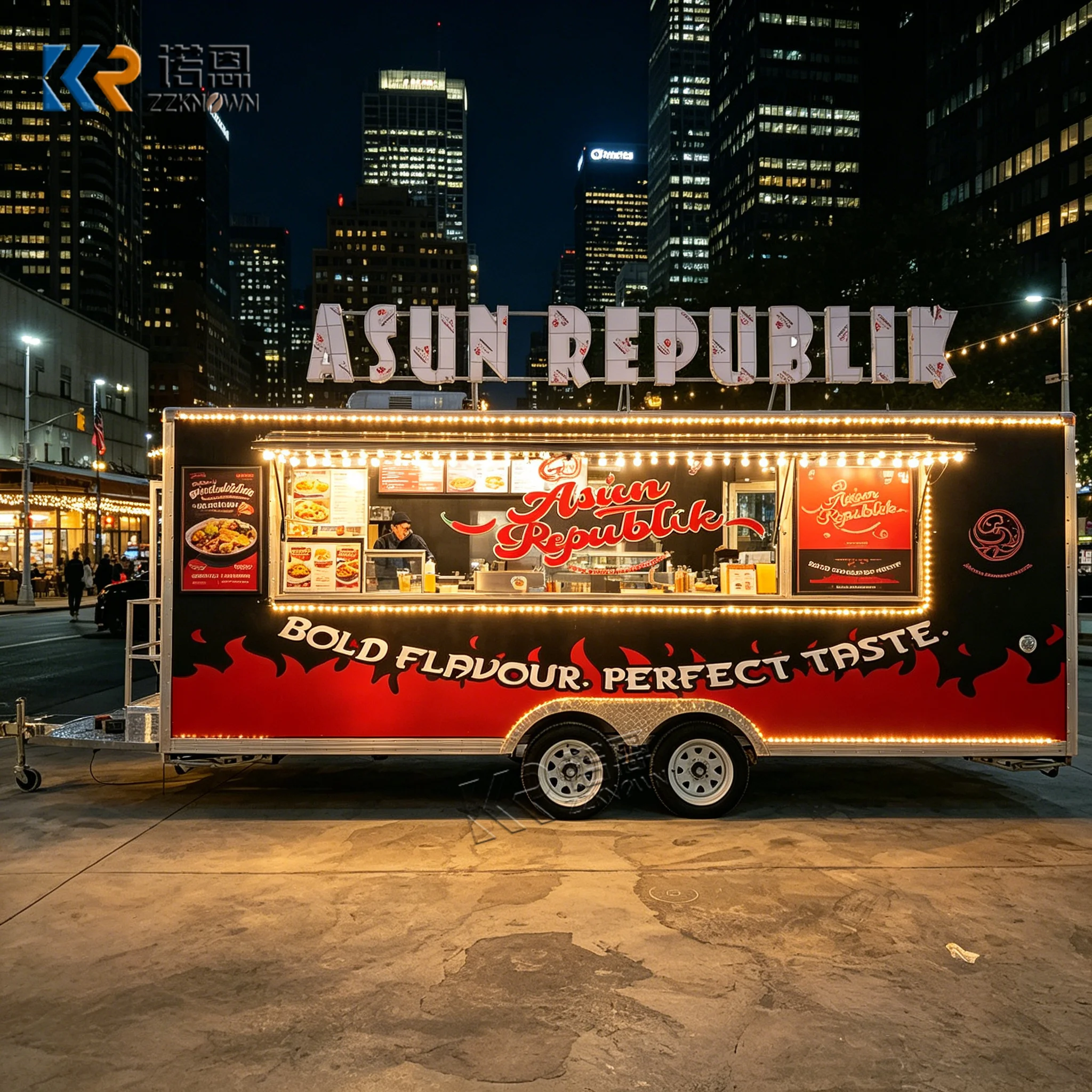 6m Dual Axle Stainless Steel Food Trailer with 2 Service Windows Mobile Kitchen Catering Truck for Sale
6m Dual Axle Stainless Steel Food Trailer with 2 Service Windows Mobile Kitchen Catering Truck for Sale