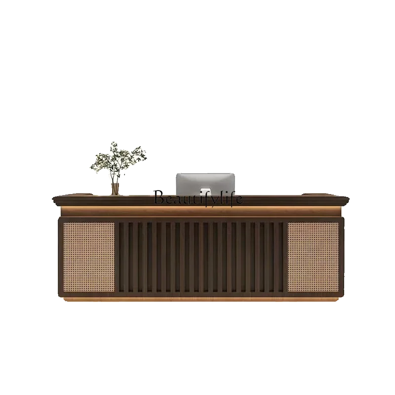Rattan-Style Silent Wind Front Desk B & B Cashier Dining Bar Counter Reception Desk Customization
Rattan-Style Silent Wind Front Desk B & B Cashier Dining Bar Counter Reception Desk Customization