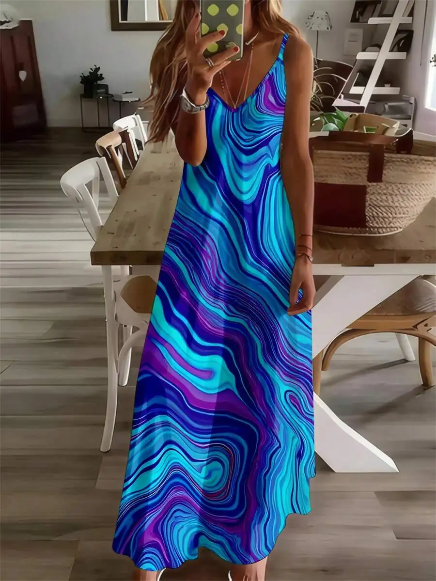 Womens Abstract Marble Print Maxi Dress Spaghetti Strap Sleeveless Flowy Loose Fit V Neck Summer Sundress
Womens Abstract Marble Print Maxi Dress Spaghetti Strap Sleeveless Flowy Loose Fit V Neck Summer Sundress