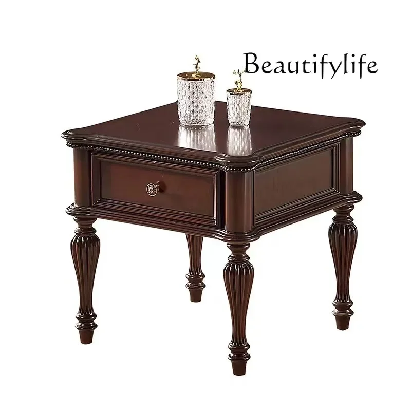 American retro cherry wood square table light luxury living room sofa storage small coffee table with drawer storage cabinet
American retro cherry wood square table light luxury living room sofa storage small coffee table with drawer storage cabinet