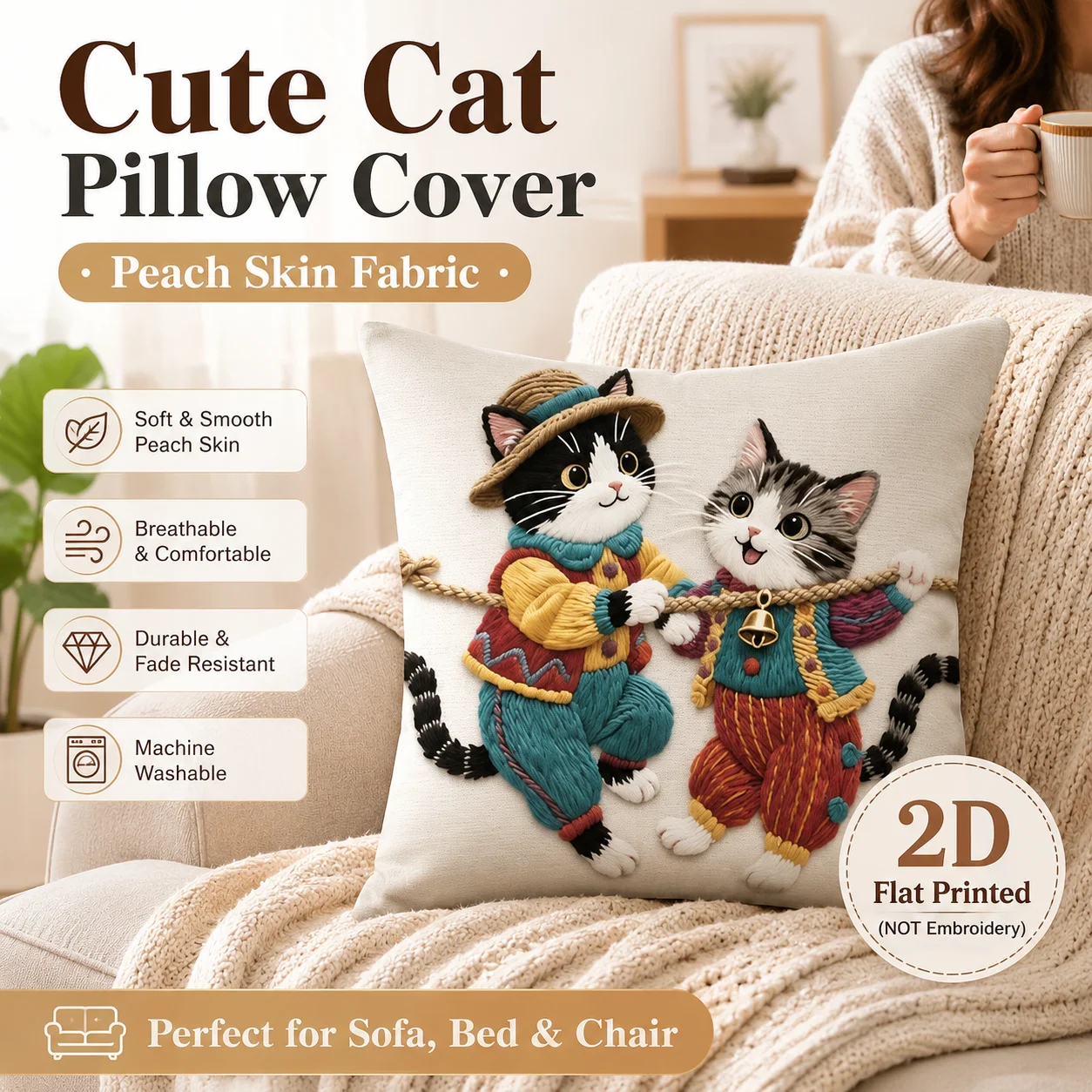 Kawaii Cat 2D Flat Printed Cushion Cover Peach Skin Cute Cartoon Animal Pillowcase Sofa Living Room Decorative Throw Pillow New
Kawaii Cat 2D Flat Printed Cushion Cover Peach Skin Cute Cartoon Animal Pillowcase Sofa Living Room Decorative Throw Pillow New