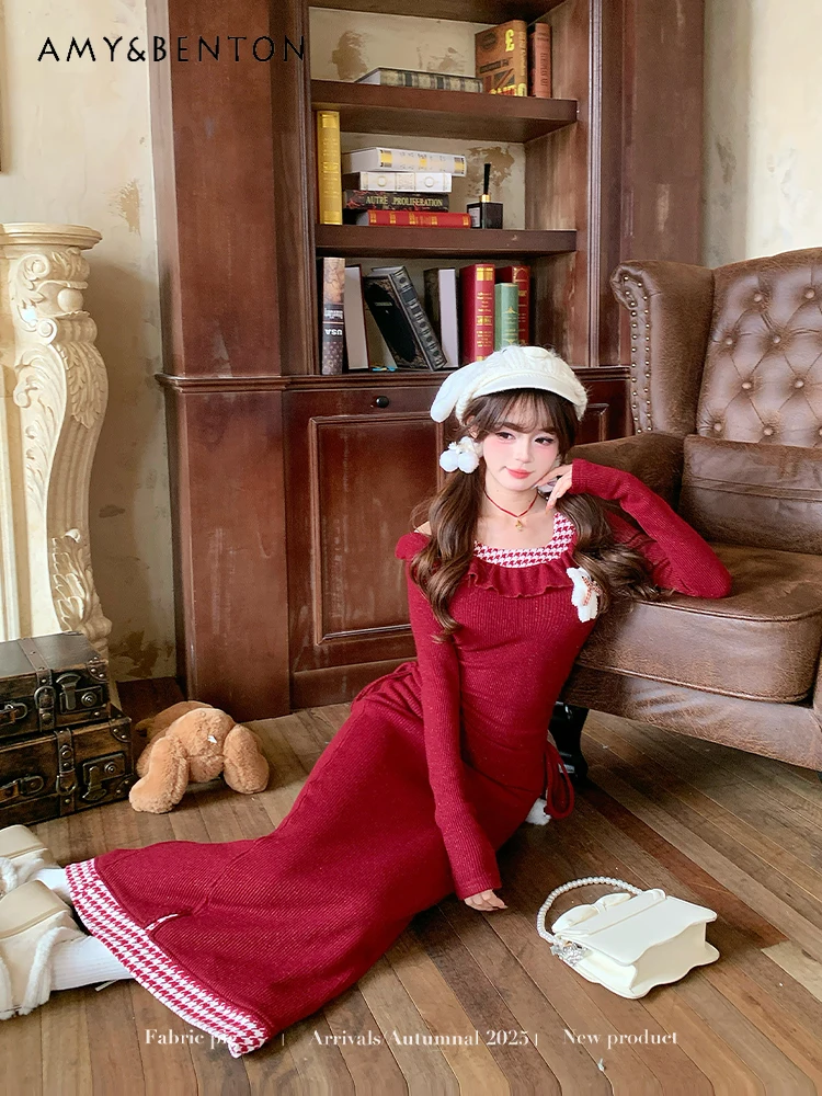 Новая горячая распродажа, осенне-зимнее женское рождественское красное лоскутное платье с открытыми плечами и высокой талией, тонкое повседневное длинное трикотажное платье
Новая горячая распродажа, осенне-зимнее женское рождественское красное лоскутное платье с открытыми плечами и высокой талией, тонкое повседневное длинное трикотажное платье