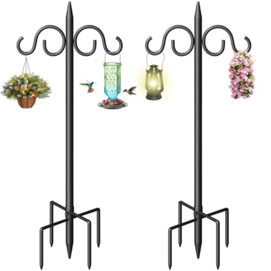 Double Shepherds Hooks for Outdoor, Heavy Duty Bird Feeder Pole with 5 Prongs Base, Adjustable Shepherds Hook for Bird Feeder,
Double Shepherds Hooks for Outdoor, Heavy Duty Bird Feeder Pole with 5 Prongs Base, Adjustable Shepherds Hook for Bird Feeder,