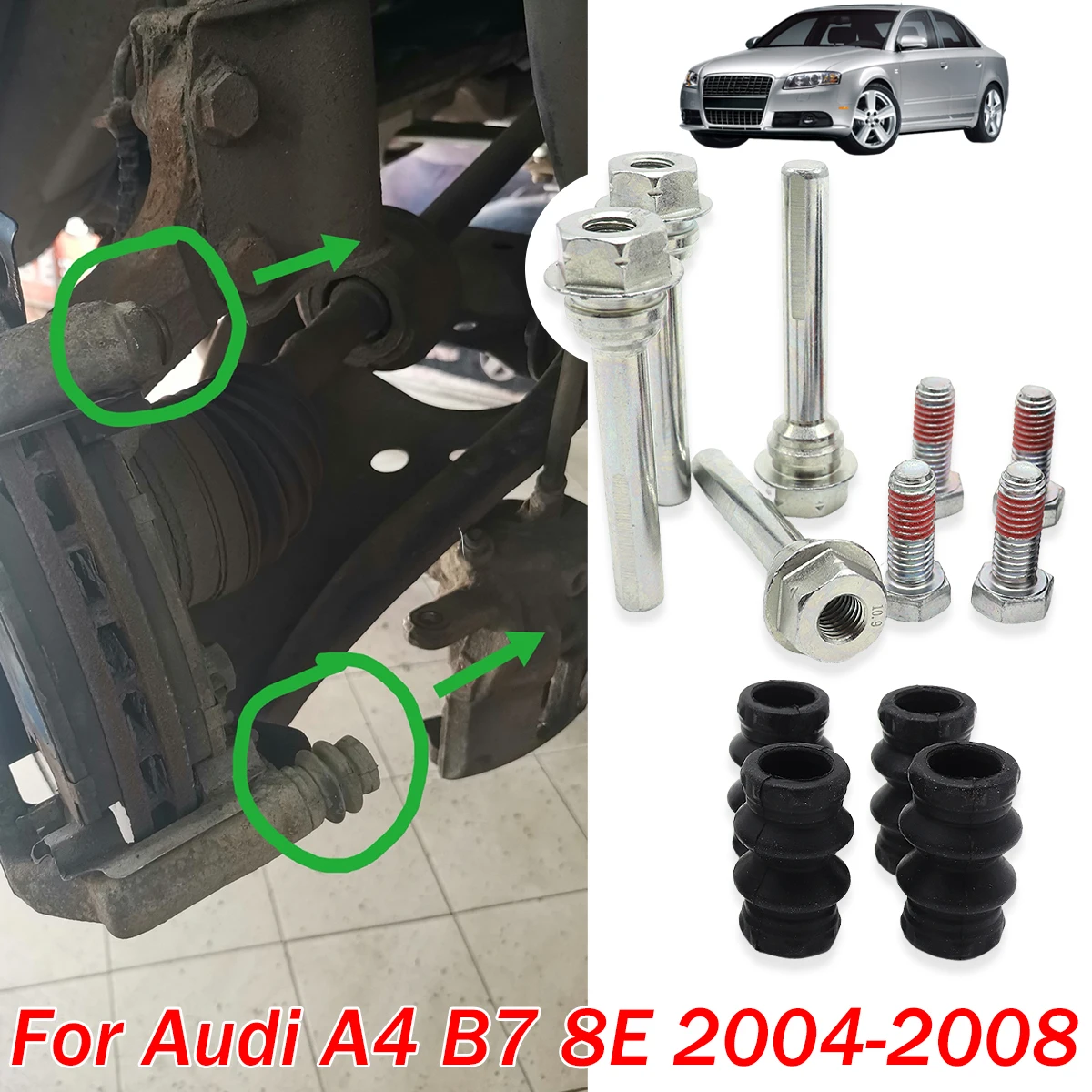 Brake Caliper Cylinder Slider Guide Pin For Disc Housing Bolts Rubber Bushing Boot Seal Repair Kit For Audi A4 B7 8E 2004-2008
Brake Caliper Cylinder Slider Guide Pin For Disc Housing Bolts Rubber Bushing Boot Seal Repair Kit For Audi A4 B7 8E 2004-2008