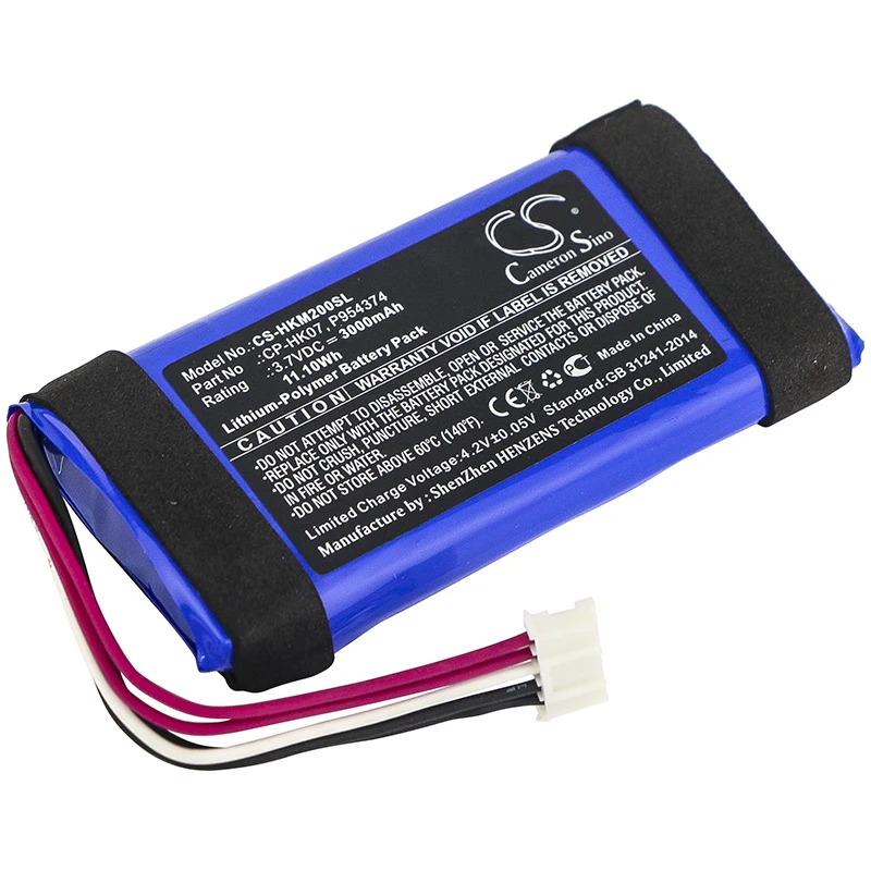 Li-Polymer Speaker Battery for Harman/Kardon, 3.7V, 3000mAh, Compatible Models: Onyx Mini(Part No:CP-HK07, P954374)
Li-Polymer Speaker Battery for Harman/Kardon, 3.7V, 3000mAh, Compatible Models: Onyx Mini(Part No:CP-HK07, P954374)