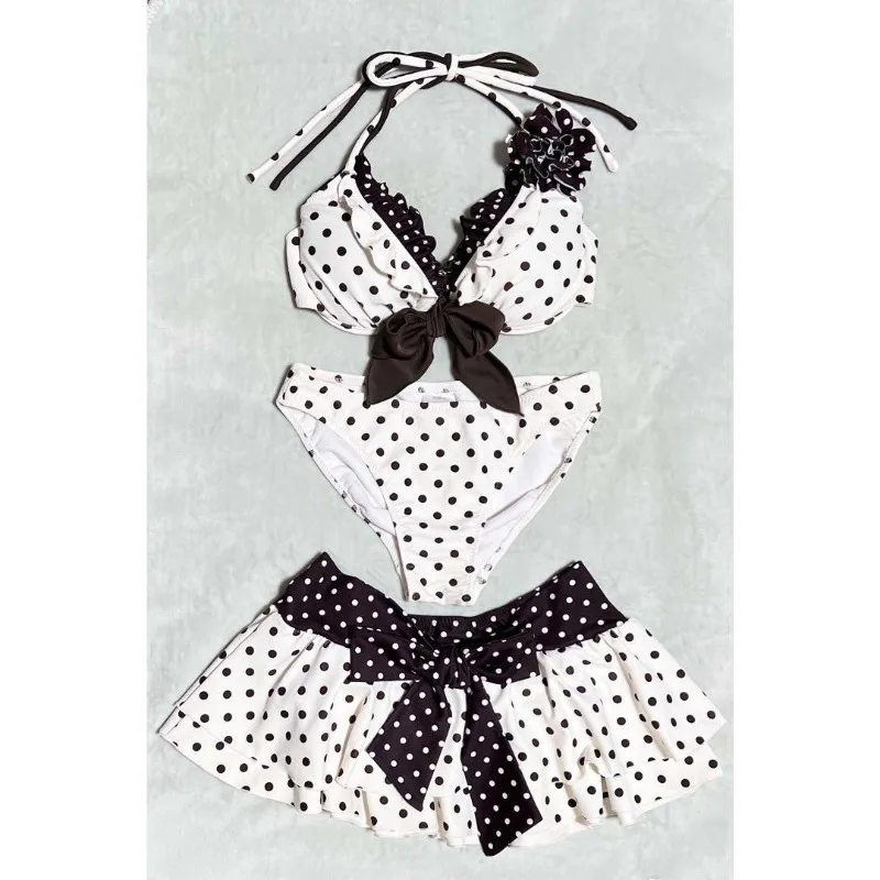 American INS Style New Cute Swimsuit Summer Fashion Sexy Halterneck Polka Dot Bow Tie Top Skirt Beach Y2k Three-piece Sets 2025
American INS Style New Cute Swimsuit Summer Fashion Sexy Halterneck Polka Dot Bow Tie Top Skirt Beach Y2k Three-piece Sets 2025