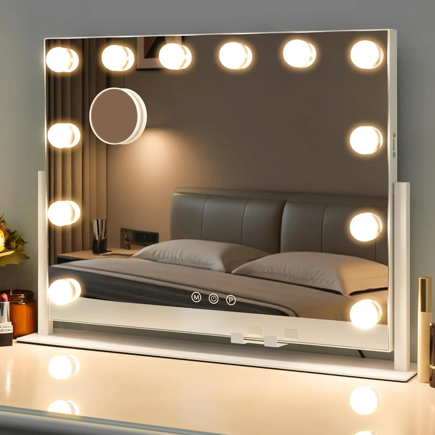 Lighted Makeup Mirror with 12 Dimmable LEDs, 3 Modes, Slim Metal Frame, AC-Powered for Dressing Room & Bedroom
Lighted Makeup Mirror with 12 Dimmable LEDs, 3 Modes, Slim Metal Frame, AC-Powered for Dressing Room & Bedroom