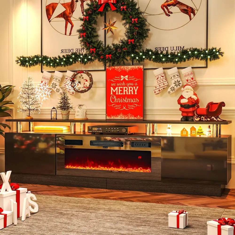 80 Electric Fireplace TV Stand for TVs up to 90, 2-Tier Shelf, LED Light Entertainment Center, Black
80 Electric Fireplace TV Stand for TVs up to 90, 2-Tier Shelf, LED Light Entertainment Center, Black