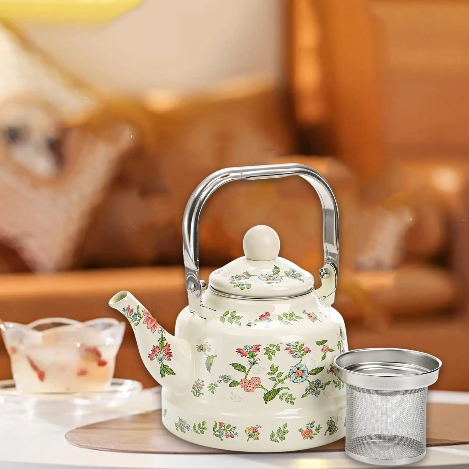 Enamel Water Kettle with Strainer Versatile with Lid Water Pitcher Floral Enamel Pot for Home Kitchen Restaurant Indoor Hiking 
Enamel Water Kettle with Strainer Versatile with Lid Water Pitcher Floral Enamel Pot for Home Kitchen Restaurant Indoor Hiking