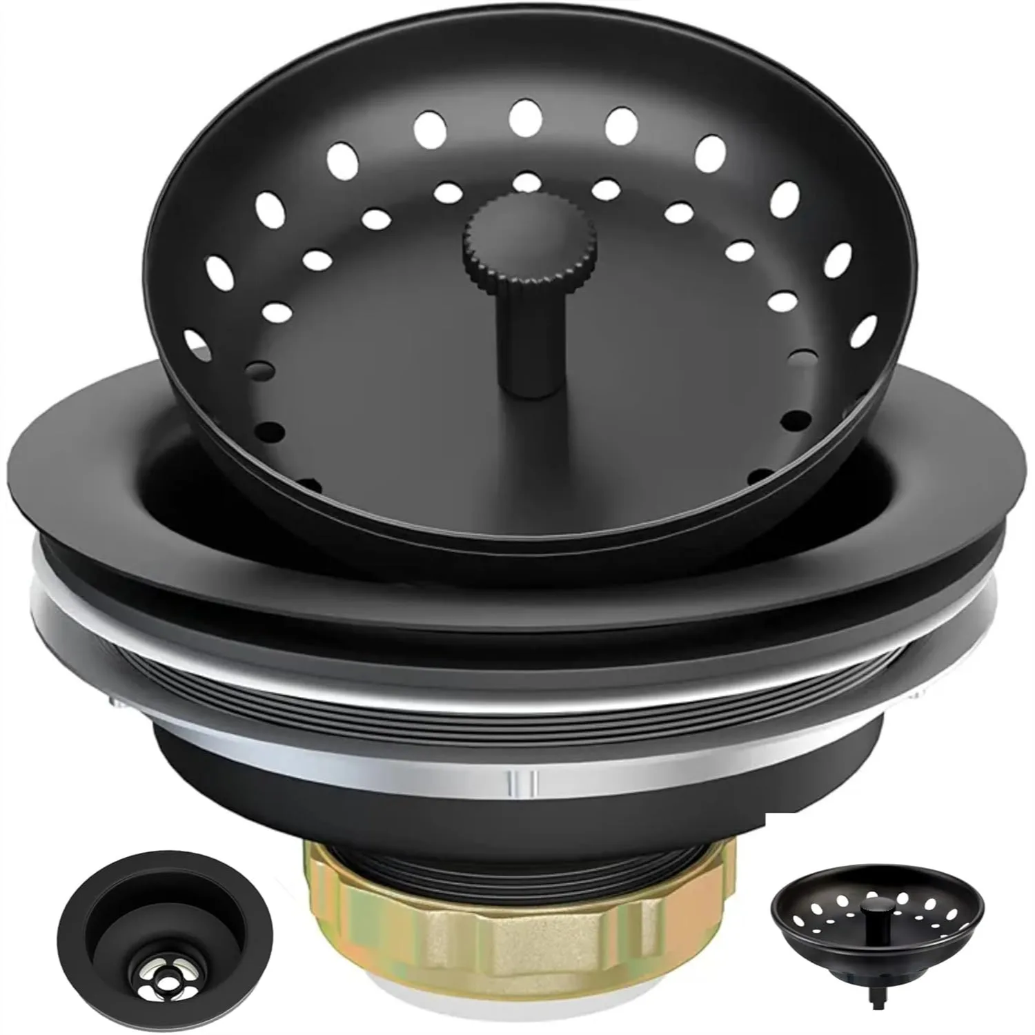 3-1/2 Inch Matte Black Kitchen Sink Drain Kit with Stainless Steel Strainer Basket, Fits 3.5" Standard Sink, Corrosion-Resistant
3-1/2 Inch Matte Black Kitchen Sink Drain Kit with Stainless Steel Strainer Basket, Fits 3.5" Standard Sink, Corrosion-Resistant