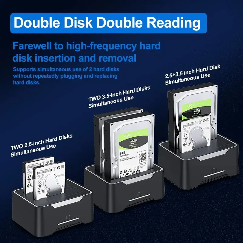 USB 3.0 To SATA Dual Bay RGB Lamp Hard Disk 2.5/3.5 Inch Hard Drive Enclosure Docking Station Offline Clone HDD SSD EU PLUG
USB 3.0 To SATA Dual Bay RGB Lamp Hard Disk 2.5/3.5 Inch Hard Drive Enclosure Docking Station Offline Clone HDD SSD EU PLUG