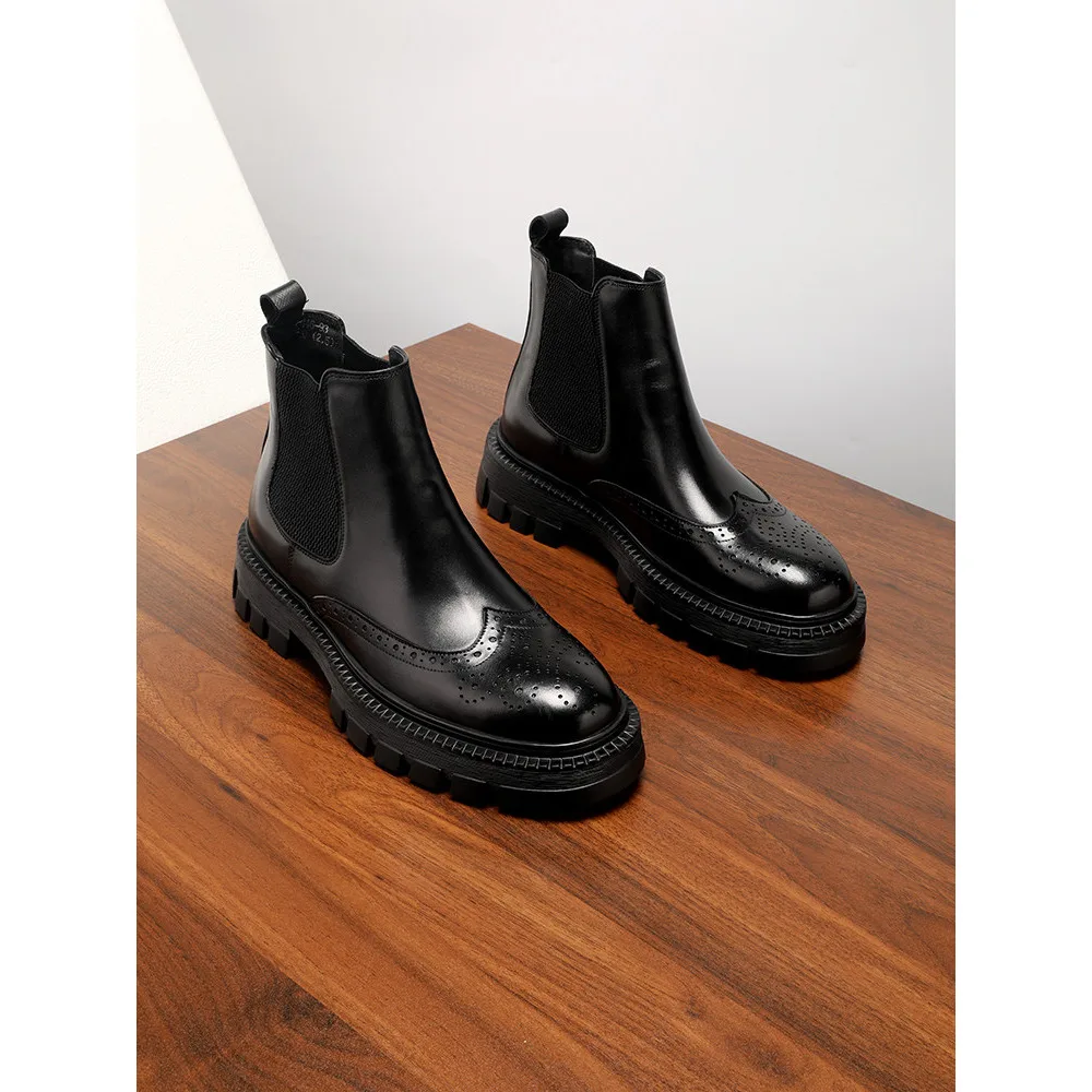 Genuine Leather Handmade Brogue Boots for Men Retro High Top Thick Sole Increased Height Versatile Men's Ankle Boots
Genuine Leather Handmade Brogue Boots for Men Retro High Top Thick Sole Increased Height Versatile Men's Ankle Boots