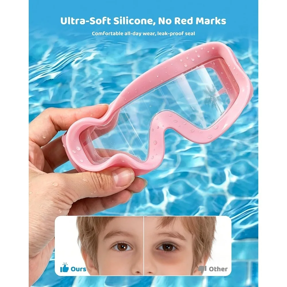 2 Pack Kids Swim Goggles Large Frame Anti Fog Soft Silicone Leak Proof UV Protection for Boys & Girls Aged 3-15
2 Pack Kids Swim Goggles Large Frame Anti Fog Soft Silicone Leak Proof UV Protection for Boys & Girls Aged 3-15