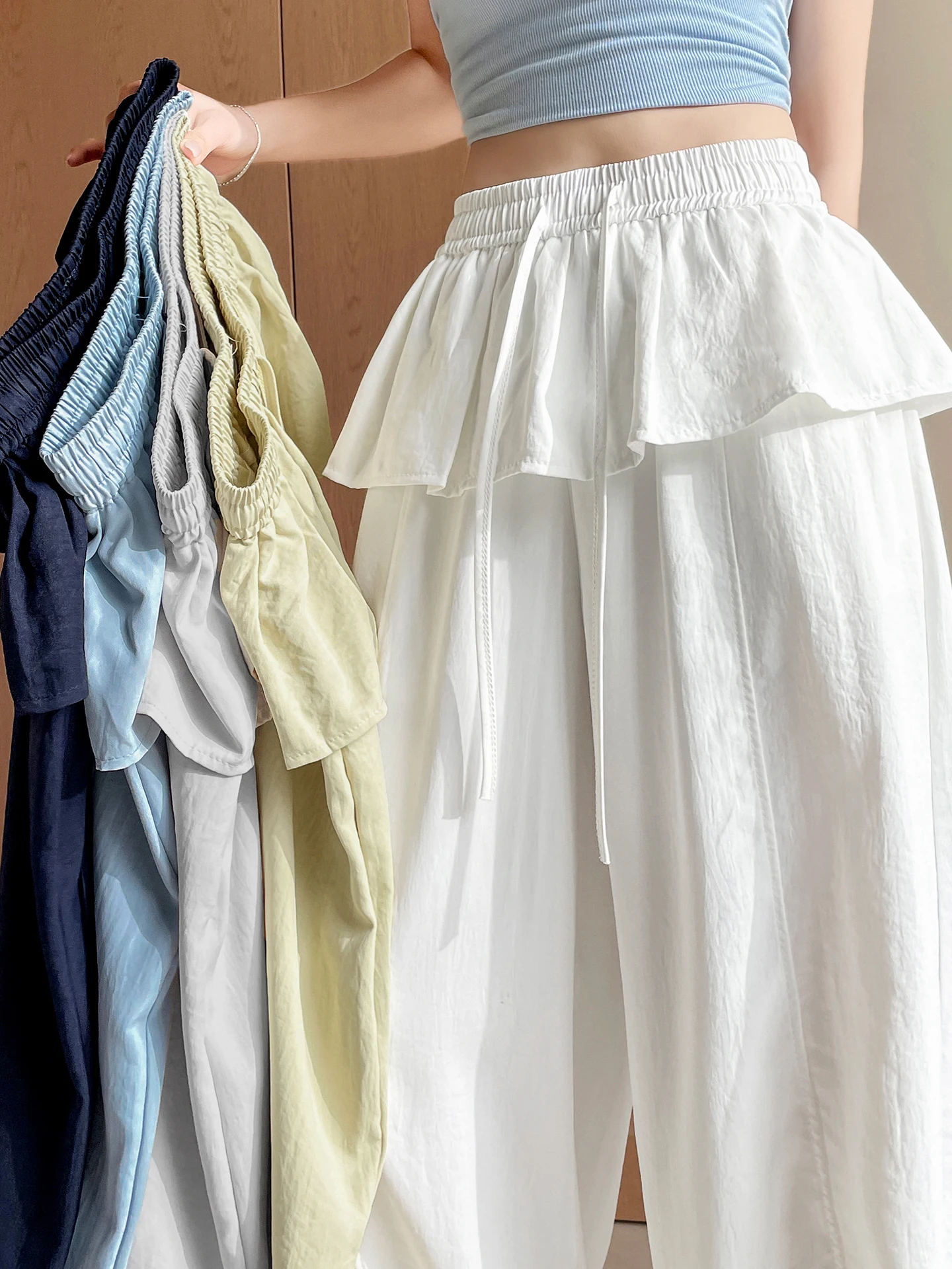 High Waist Wide Leg Pants Women's Summer Casual Straight Silk Lyocell Fake Two-Piece Drapey White Ice Silk Sakamoto Pants
High Waist Wide Leg Pants Women's Summer Casual Straight Silk Lyocell Fake Two-Piece Drapey White Ice Silk Sakamoto Pants