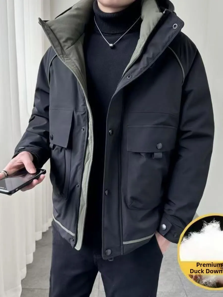 Winter Duck down Jacket Men's Workwear Coat Hooded Warm Trendy Men's Padded Coat City Casual Style Thickened Long Sleeve
Winter Duck down Jacket Men's Workwear Coat Hooded Warm Trendy Men's Padded Coat City Casual Style Thickened Long Sleeve