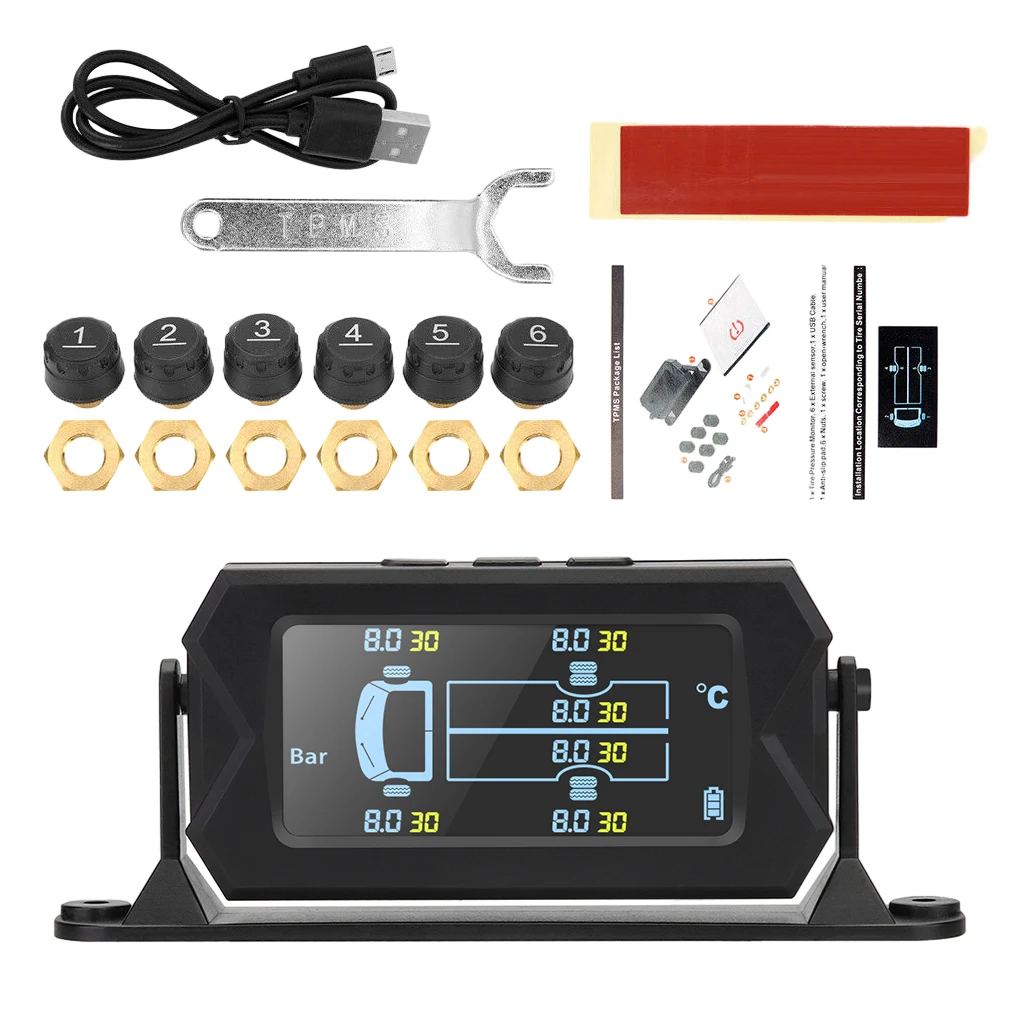 Солнечная автомобильная машина RV Truck TPMS Система контроля давления в шинах с 6 внешними датчиками 180 ° Регулируемый кронштейн для диагностики шин
Солнечная автомобильная машина RV Truck TPMS Система контроля давления в шинах с 6 внешними датчиками 180 ° Регулируемый кронштейн для диагностики шин
