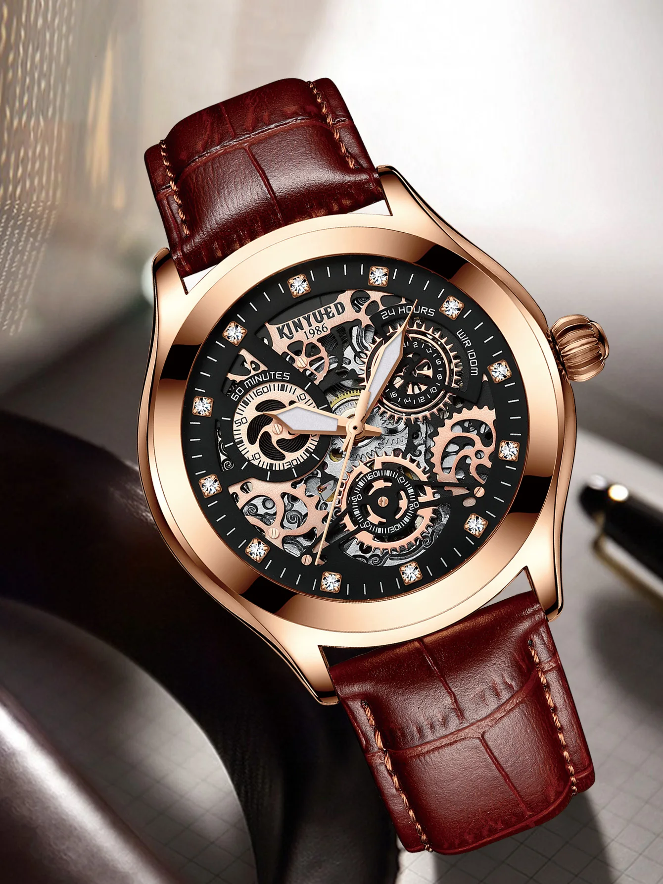 KINYUEDerendy Men's Mechanical Watch Luminous Hollow Fully Automatic Mechanical Watch J062-1
KINYUEDerendy Men's Mechanical Watch Luminous Hollow Fully Automatic Mechanical Watch J062-1
