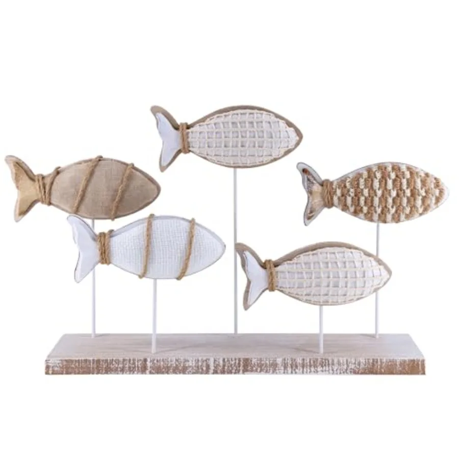 Wooden Fish Figurines with Jute Rope and Cotton String, Fish Sculpture Statues for Home Decoration, Table Top Nautical Decor fo
Wooden Fish Figurines with Jute Rope and Cotton String, Fish Sculpture Statues for Home Decoration, Table Top Nautical Decor fo