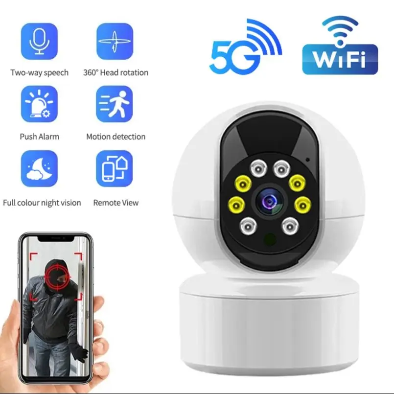 5MP Indoor WiFi IP Camera PTZ Auto Tracking Two-Way Voice Baby Monitor Full Color Night Vision Home Surveillance Camera Wireless
5MP Indoor WiFi IP Camera PTZ Auto Tracking Two-Way Voice Baby Monitor Full Color Night Vision Home Surveillance Camera Wireless