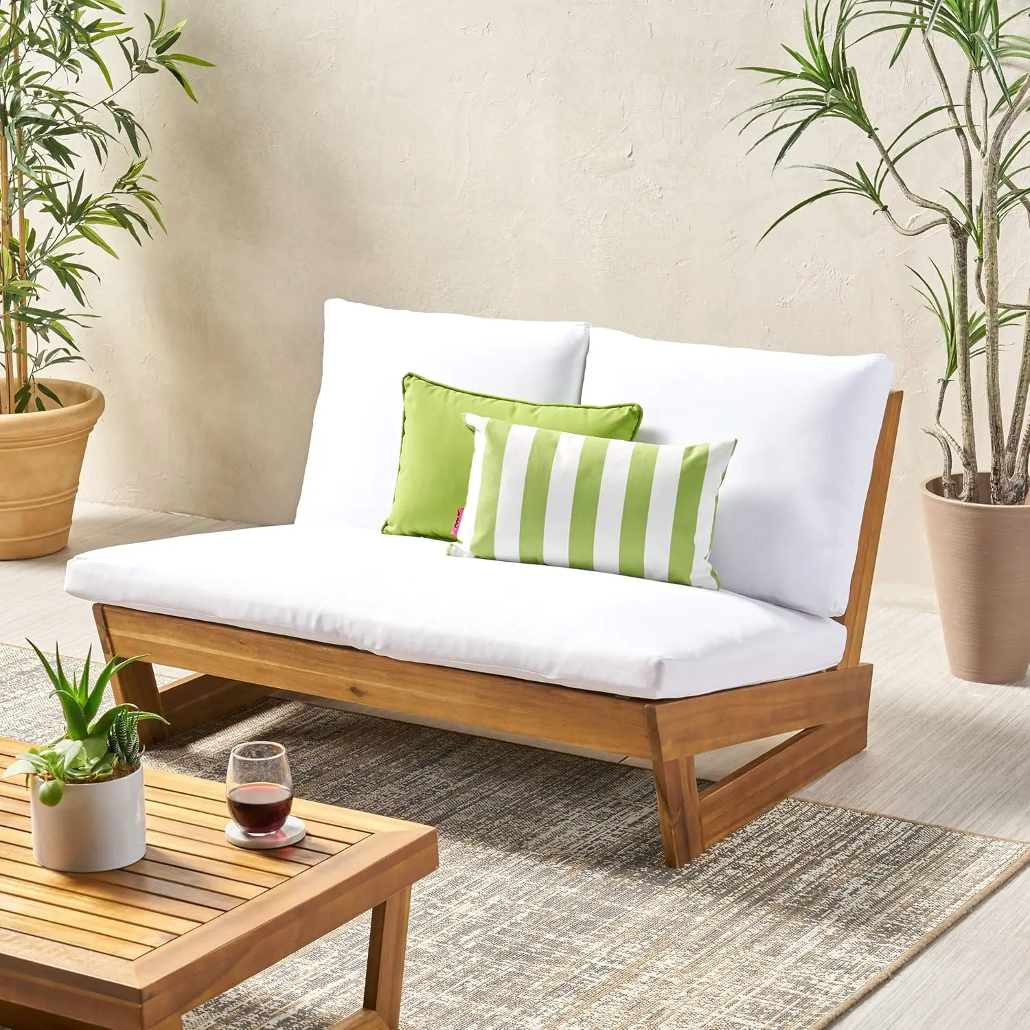 Deal Furniture Kaitlyn Outdoor Acacia Wood Loveseat with Cushions, Teak and White
Deal Furniture Kaitlyn Outdoor Acacia Wood Loveseat with Cushions, Teak and White