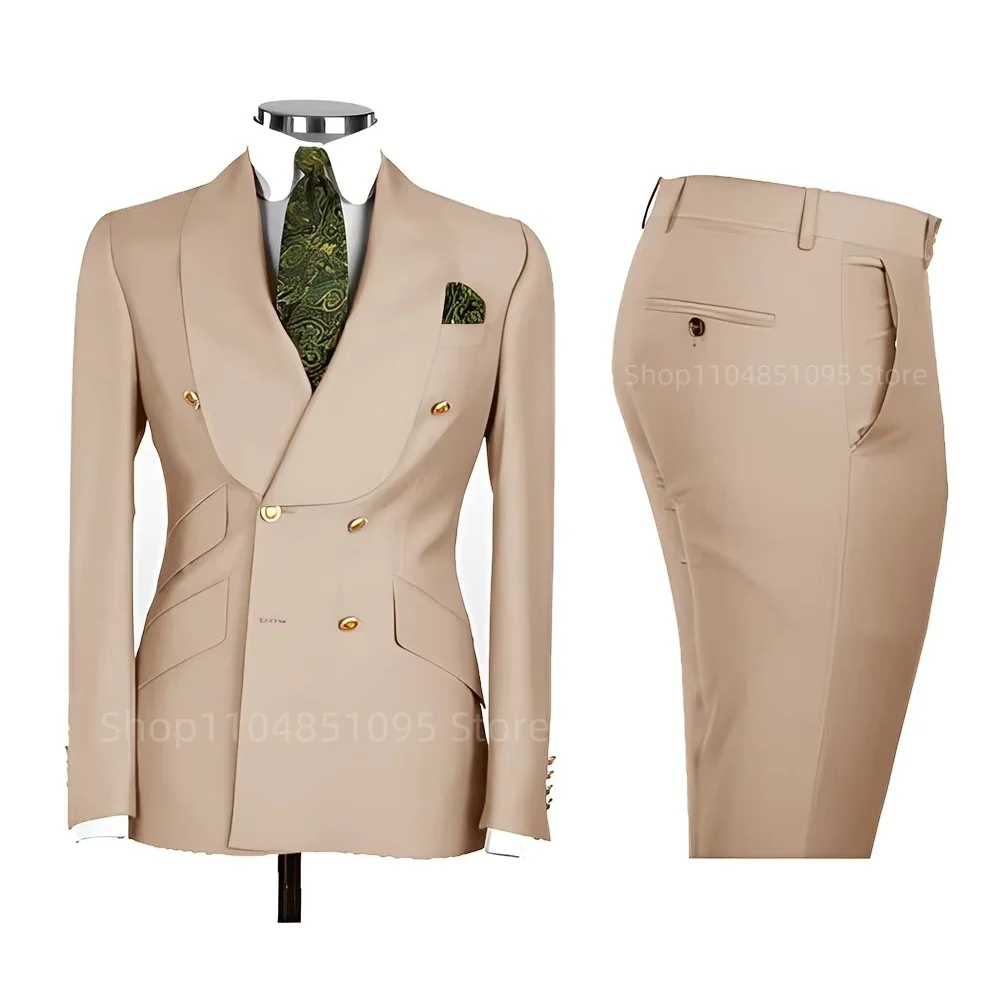 Fashionable Casual Solid Color Two-Piece Men's Suit Formal Groom's Suit Shawl Collar Double-Breasted Suit Jacket Pants Business/
Fashionable Casual Solid Color Two-Piece Men's Suit Formal Groom's Suit Shawl Collar Double-Breasted Suit Jacket Pants Business/