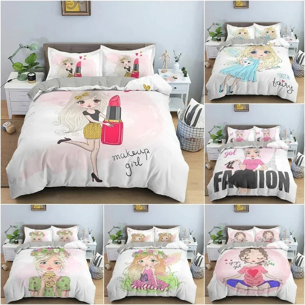 Makeup Gril Bedding Set Fastion Cartoon Duvet Cover Bedroom Comforter Covers Twin King Size Quilt Cover Home Textile
Makeup Gril Bedding Set Fastion Cartoon Duvet Cover Bedroom Comforter Covers Twin King Size Quilt Cover Home Textile