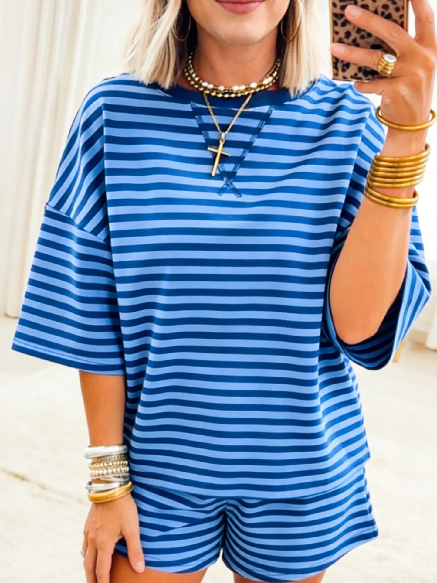 DearLover Casual Shoulder T-Shirt Shorts Set Women Summer New Stripe Versatile Fashionable Set Women High Waist Cotton Blend
DearLover Casual Shoulder T-Shirt Shorts Set Women Summer New Stripe Versatile Fashionable Set Women High Waist Cotton Blend