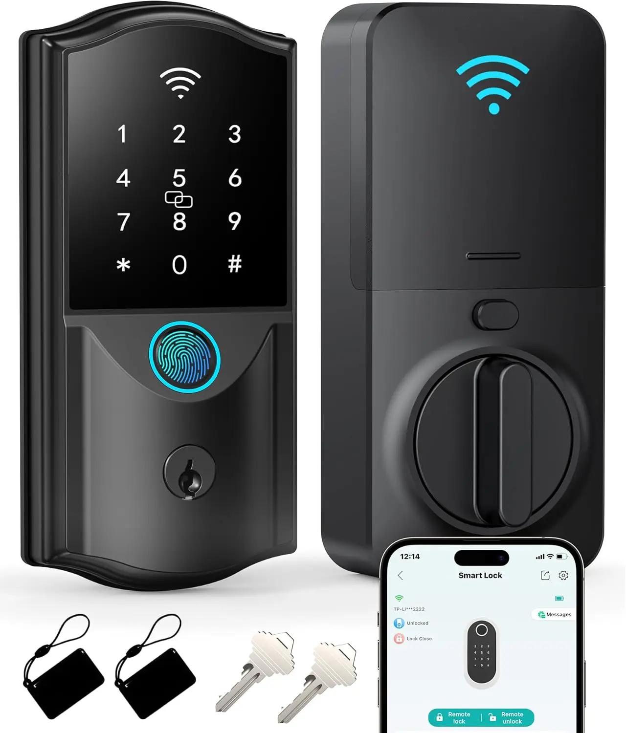 WiFi Smart Lock for Front Door with Biometric Fingerprint, Digital Keypad, App Control, Alexa & Google Assistant Compatible