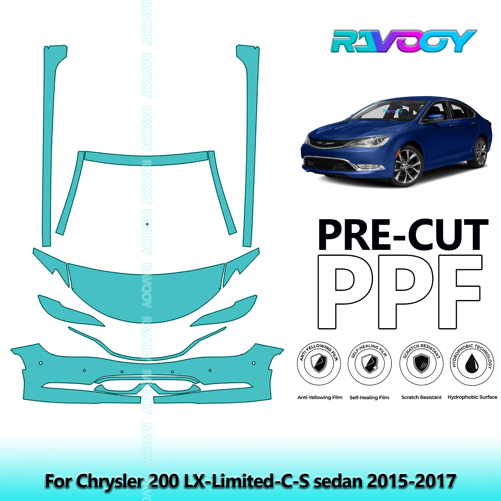 8.5Mil Precut Paint Protection Film PPF Clear Bra Front Kit+Rockers For Chrysler 200 LX-Limited-C-S sedan 2015-2017
8.5Mil Precut Paint Protection Film PPF Clear Bra Front Kit+Rockers For Chrysler 200 LX-Limited-C-S sedan 2015-2017