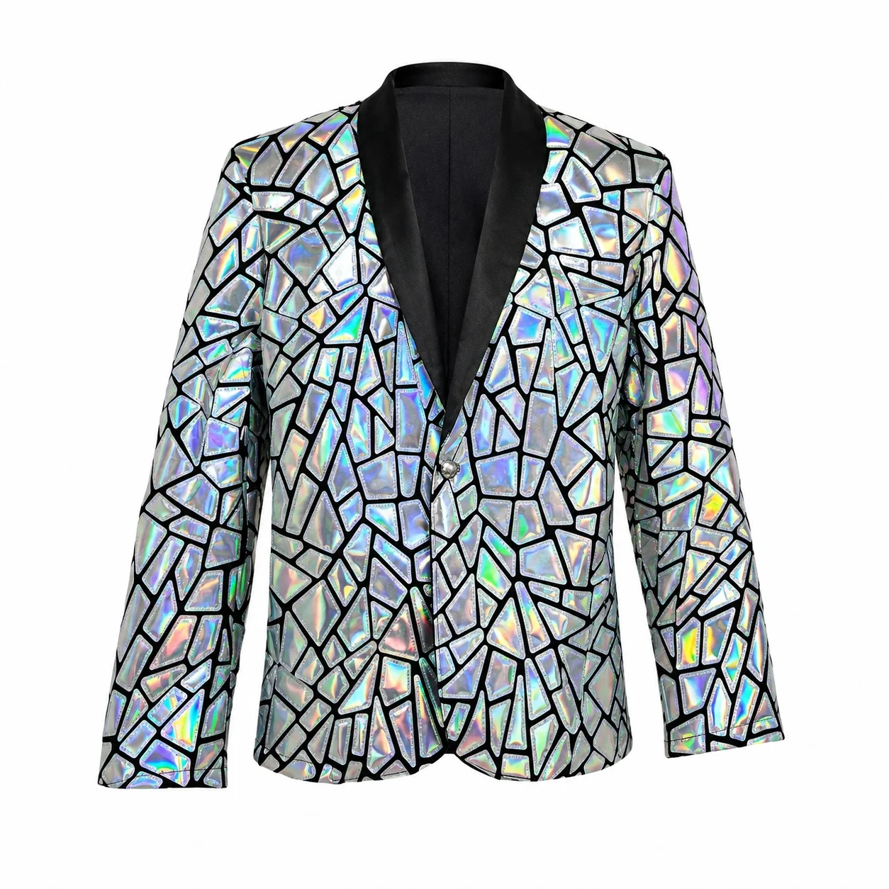 Men Mirror Mosaic Blazer Jacket Reflective Sequin Suit Coat Stage Performance DJ Singer Nightclub Costume
Men Mirror Mosaic Blazer Jacket Reflective Sequin Suit Coat Stage Performance DJ Singer Nightclub Costume