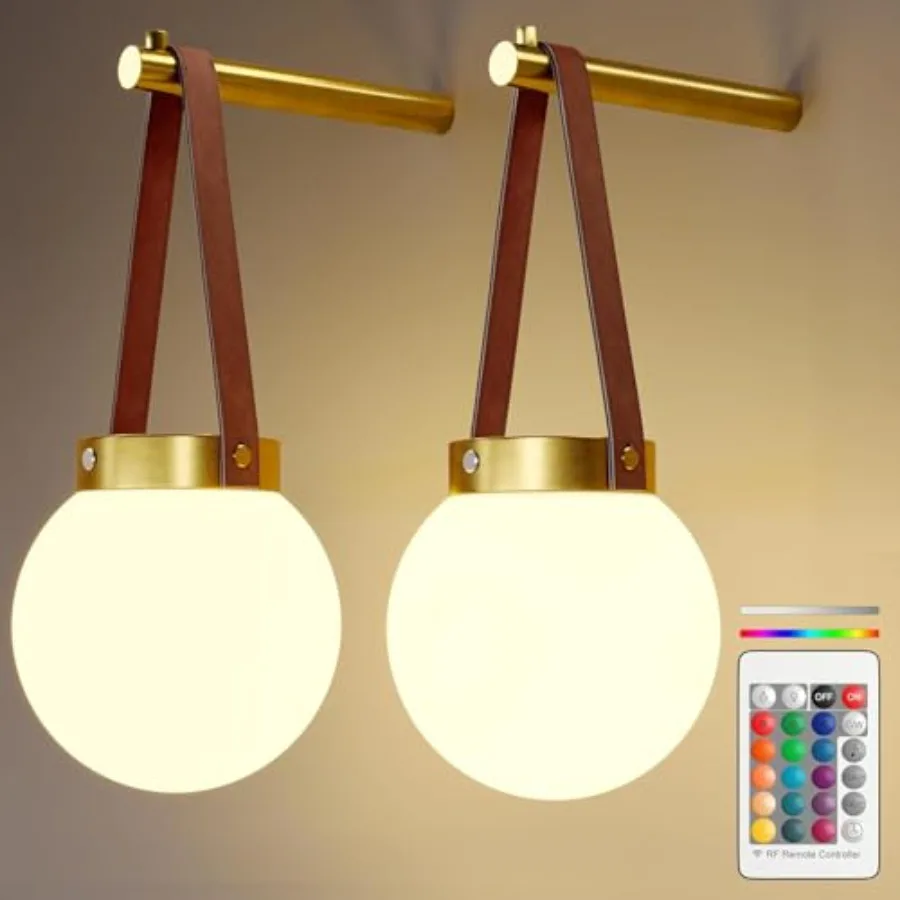 Battery Operated Wall Sconces Set of 2 Gold Wall Lamps for Bedroom with Remote Control Warm/Natural/Daylight/RGB 15 Colors Dimm
Battery Operated Wall Sconces Set of 2 Gold Wall Lamps for Bedroom with Remote Control Warm/Natural/Daylight/RGB 15 Colors Dimm