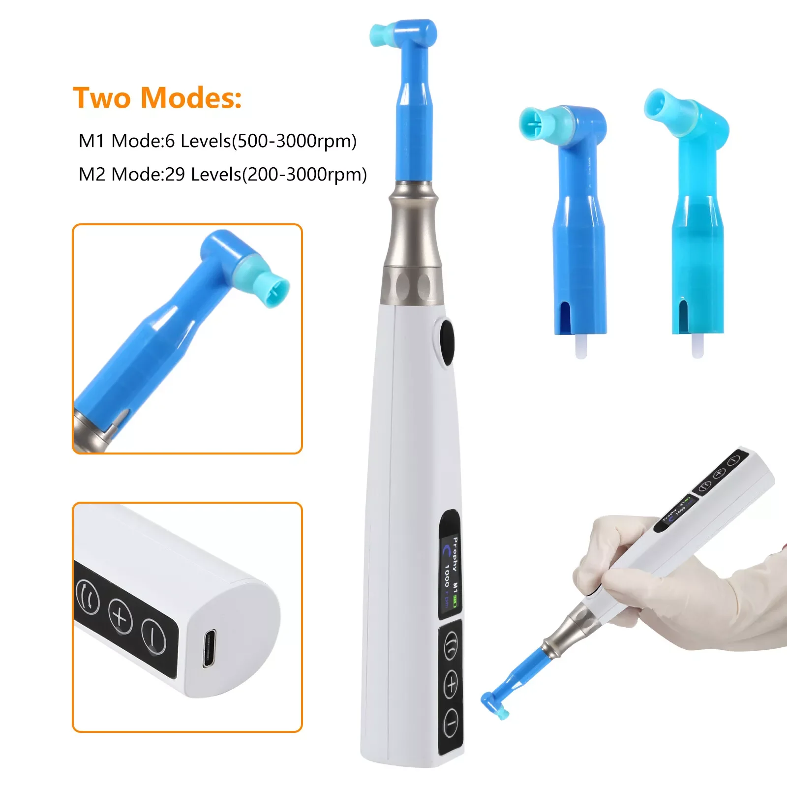 Dental Cordless Electric Hygiene Prophy Handpiece 360° Swivel +2pcs Prophy Angles
Dental Cordless Electric Hygiene Prophy Handpiece 360° Swivel +2pcs Prophy Angles