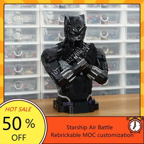 Black Panther Bust Space War Military MOC SpaceShip Battle Puzzles Architecture  Assembly  Christmas Birthday Gift for Kids Ages