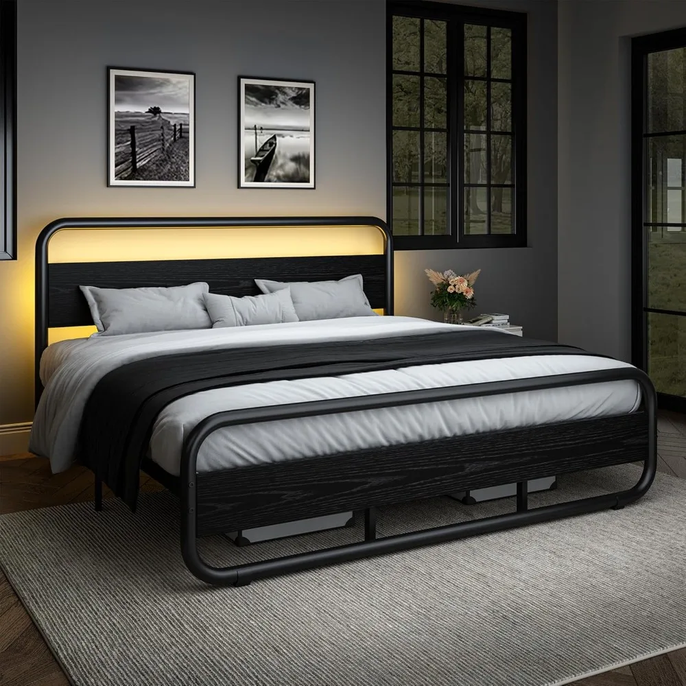LED Bed Frame Heavy Duty Metal Rustic Bed Frame Wood Platform Bed Frame Under Bed Storage Noise Free No Box Spring Needed
LED Bed Frame Heavy Duty Metal Rustic Bed Frame Wood Platform Bed Frame Under Bed Storage Noise Free No Box Spring Needed