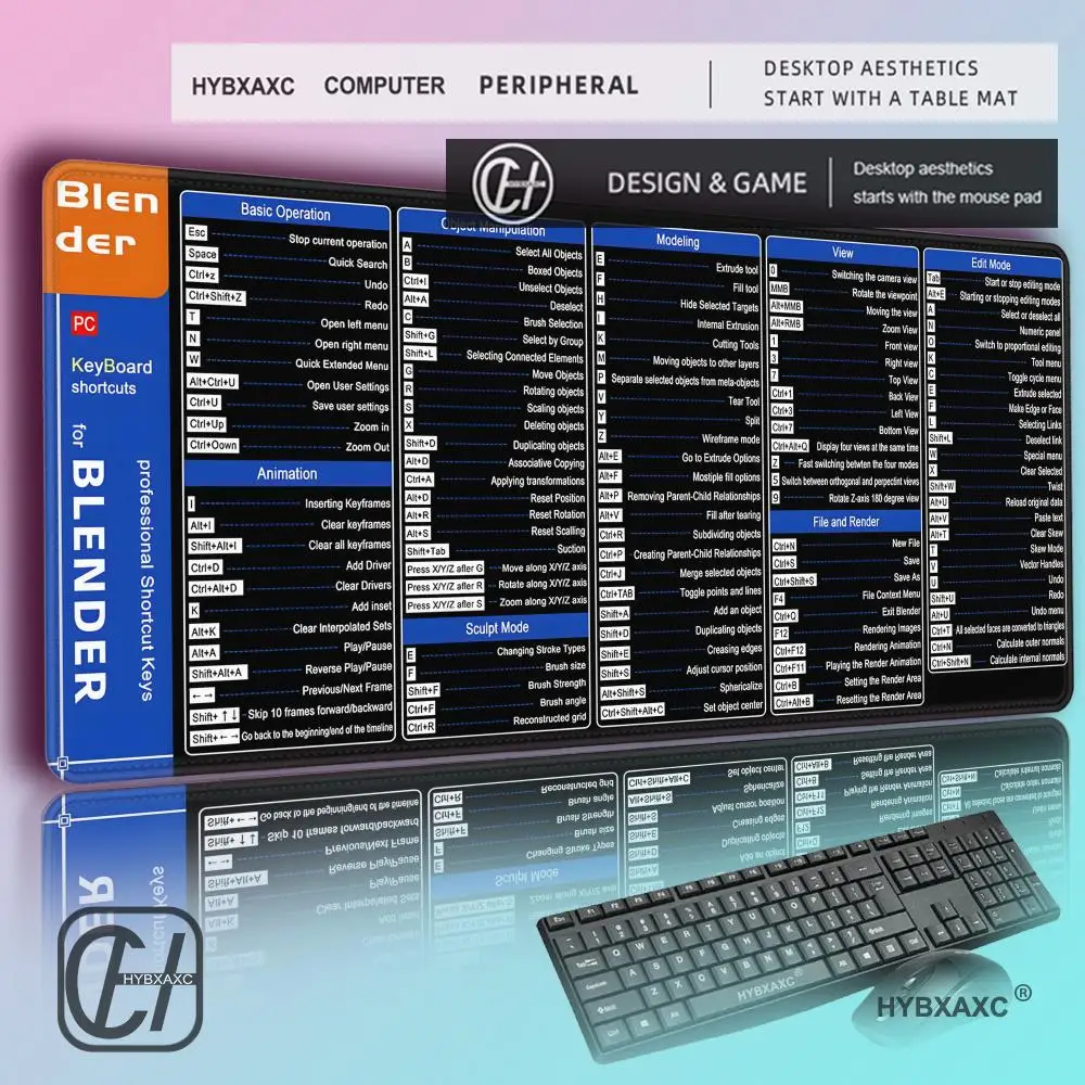 Shortcuts pattern for Blender 3D Modeling mouse pad Locking Edge Table Keyboard Non-Slip Computer Accessories Desk Mat HYBXAXC
Shortcuts pattern for Blender 3D Modeling mouse pad Locking Edge Table Keyboard Non-Slip Computer Accessories Desk Mat HYBXAXC