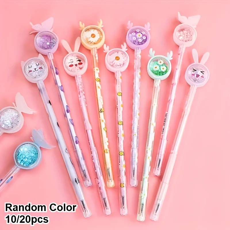 10/20pcs Cute Quicksand Glitter Gel Pens Aesthetic Cartoon Rabbit/Deer/Butterfly Pen Smooth Writing 0.5mm Black Pen for Students
10/20pcs Cute Quicksand Glitter Gel Pens Aesthetic Cartoon Rabbit/Deer/Butterfly Pen Smooth Writing 0.5mm Black Pen for Students