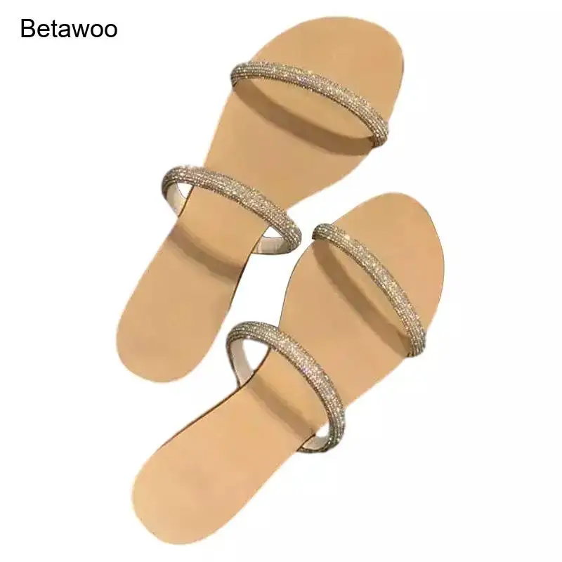 Women's Rhinestone Two-Strap Flat Sandals, Open Toe Slip-On Slides, Ideal for Beach, Casual Outings & Daily Wear
Women's Rhinestone Two-Strap Flat Sandals, Open Toe Slip-On Slides, Ideal for Beach, Casual Outings & Daily Wear