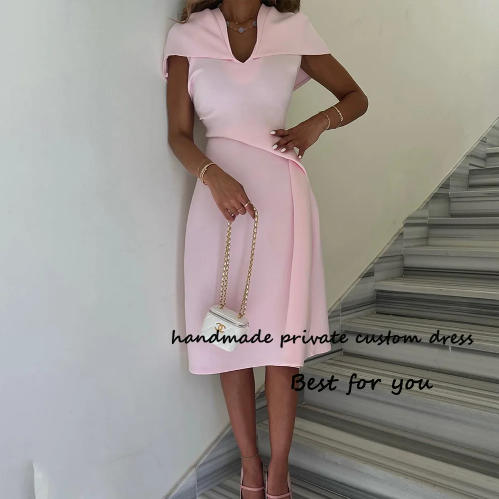 Baby Pink Satin Mermaid Evening Dresses Cap Sleeve V Neck Women Formal Dress Outfits Tea Length Dubai Prom Party Gowns
Baby Pink Satin Mermaid Evening Dresses Cap Sleeve V Neck Women Formal Dress Outfits Tea Length Dubai Prom Party Gowns
