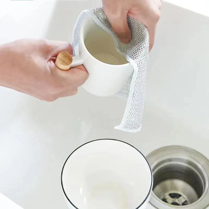 Double layer silver wire cloth, thickened kitchen dishwashing scouring pad, steel wire cloth
Double layer silver wire cloth, thickened kitchen dishwashing scouring pad, steel wire cloth