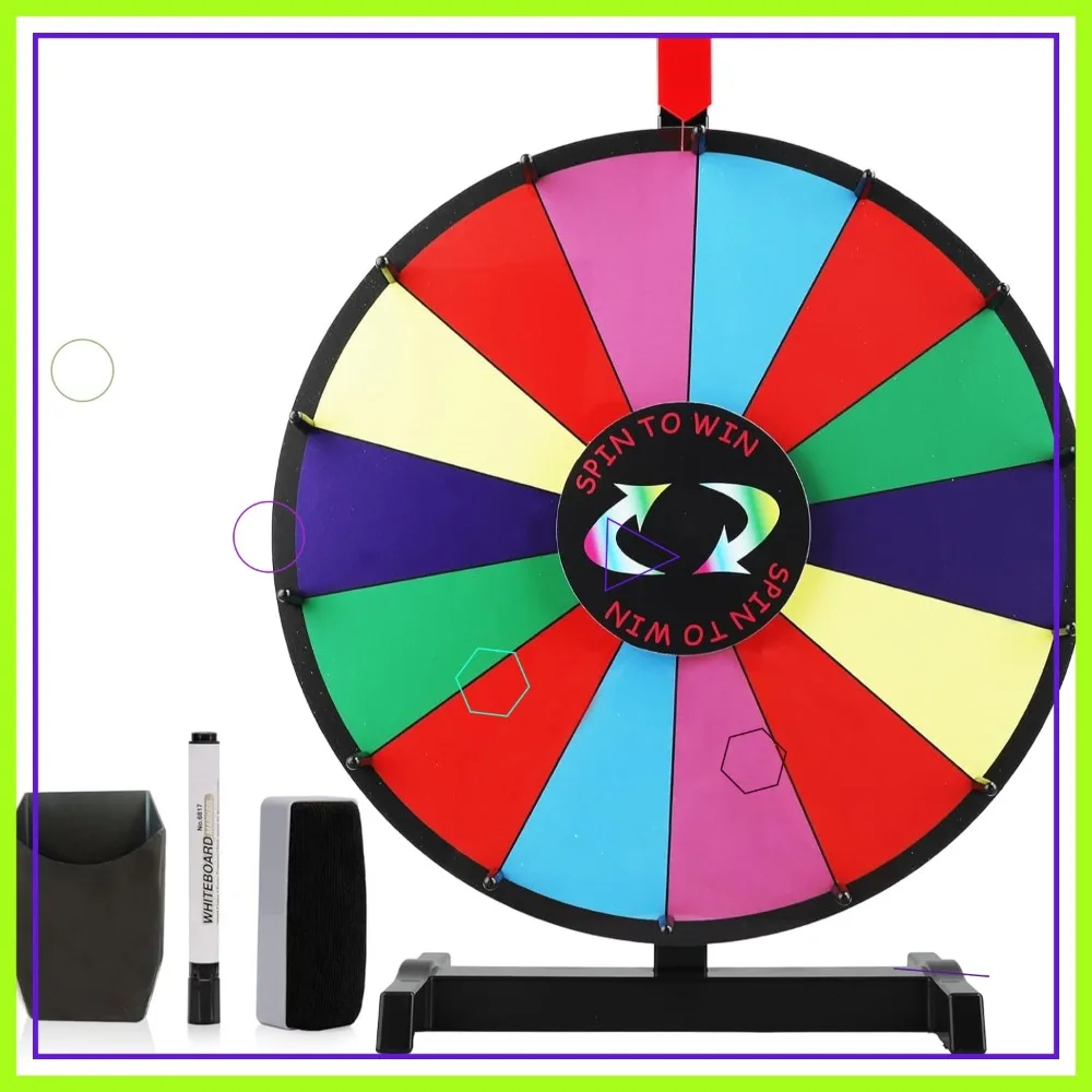 24" Spinning Prize Wheel 14 Slots with Stand, Dry Erase Marker for Carnivals & Trade Shows
24" Spinning Prize Wheel 14 Slots with Stand, Dry Erase Marker for Carnivals & Trade Shows