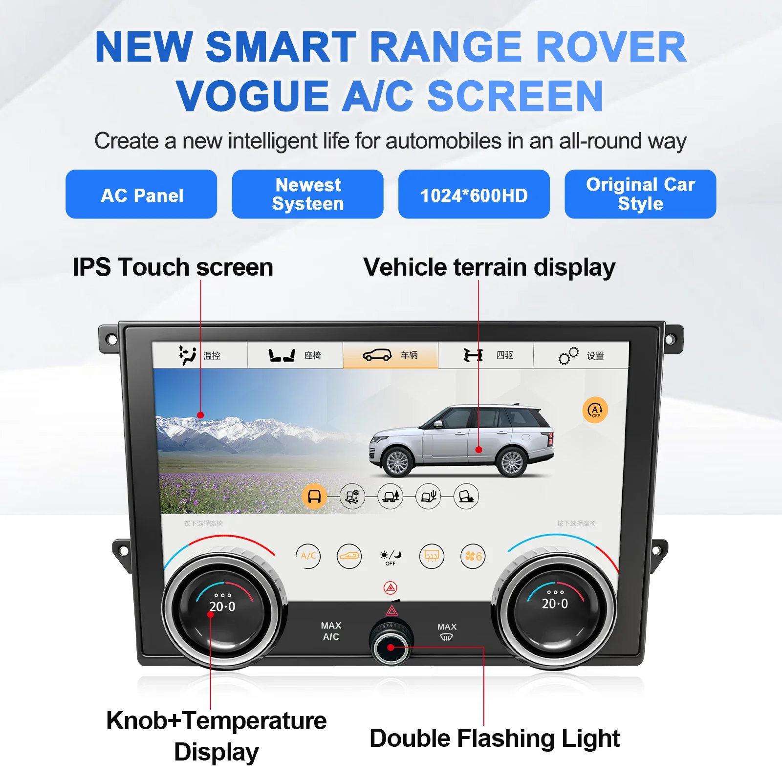 Navihua Air Conditioning Climate Control Touch Screen AC Panel Upgrade Display Accessories for Range Rover Vogue L405 2013-2017
Navihua Air Conditioning Climate Control Touch Screen AC Panel Upgrade Display Accessories for Range Rover Vogue L405 2013-2017