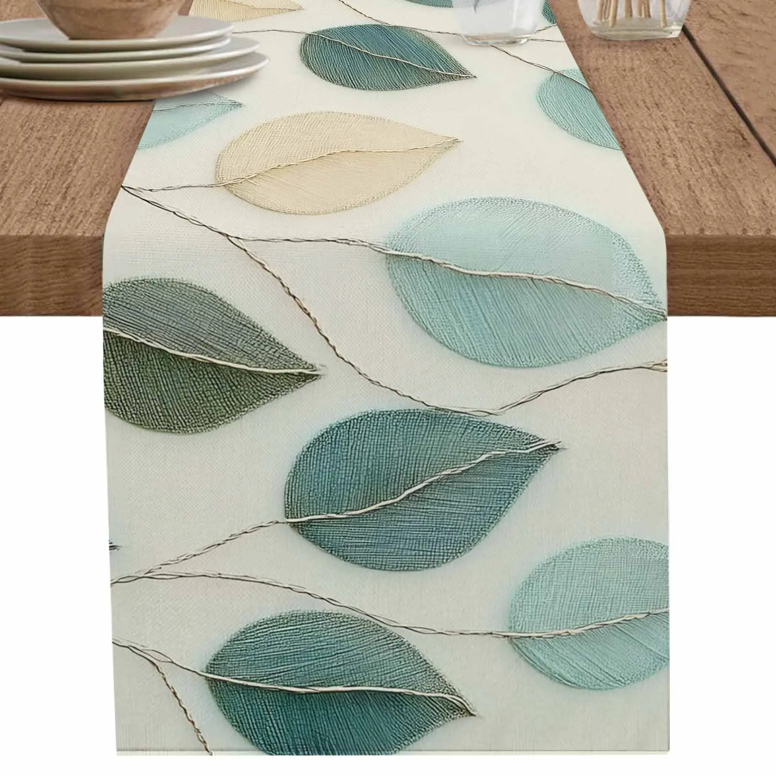 1 шт. винтажный синий, зеленый, бежевый, листва, дорожка для стола, вечерние, полиэстеровое покрытие для стола для украшения домашней столовой 
1 шт. винтажный синий, зеленый, бежевый, листва, дорожка для стола, вечерние, полиэстеровое покрытие для стола для украшения домашней столовой