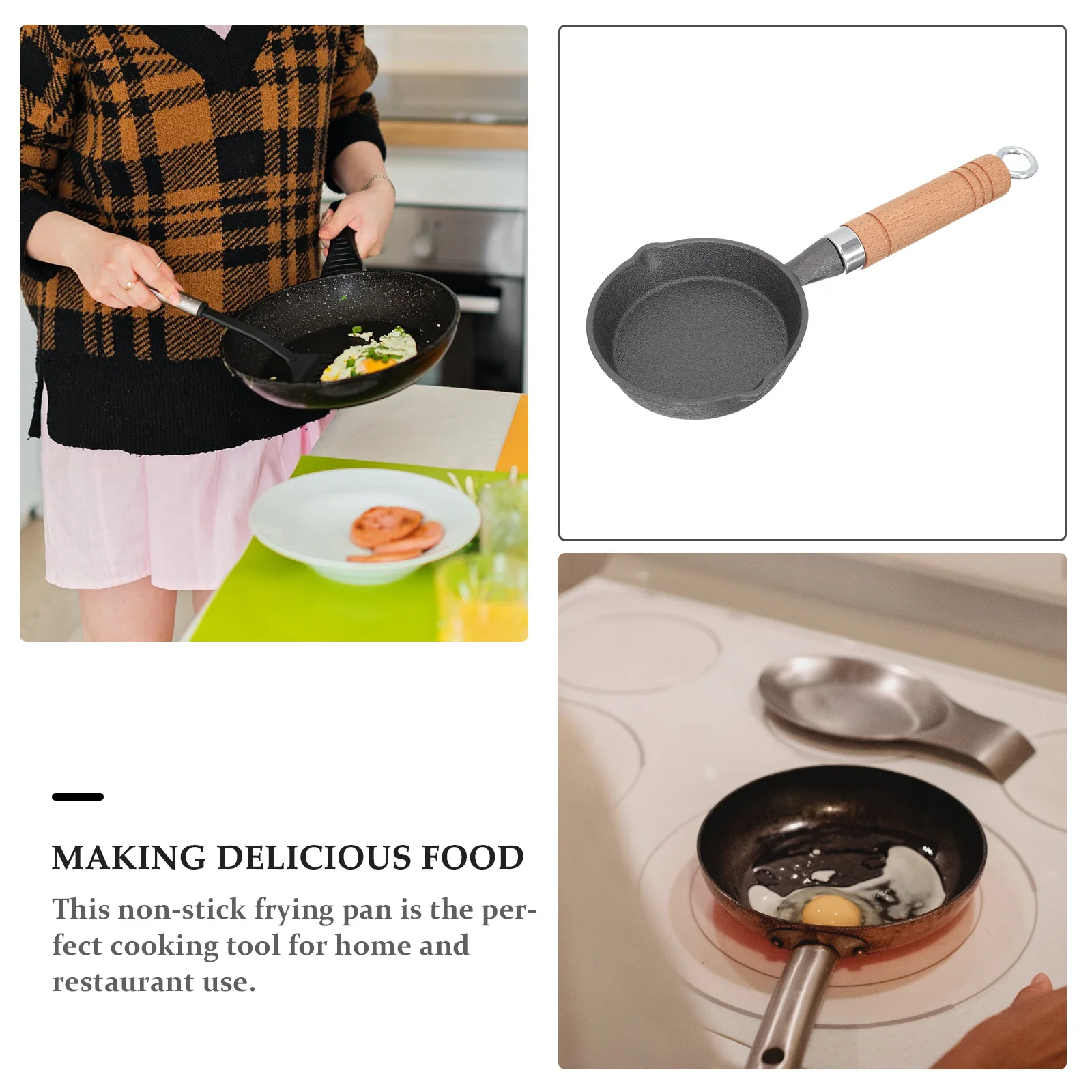 Mini Non-Stick Iron Frying Pan with Wooden Handle for Omelet Pancake Steak Cooking Household Kitchen Use Ergonomic Design
Mini Non-Stick Iron Frying Pan with Wooden Handle for Omelet Pancake Steak Cooking Household Kitchen Use Ergonomic Design