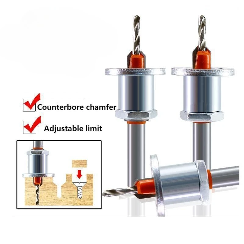 5pc 8/10mm Shank HSS Adjustable Countersink Woodworking Router Bit set Milling Cutter Screw Extractor Remon Demolition drill bit