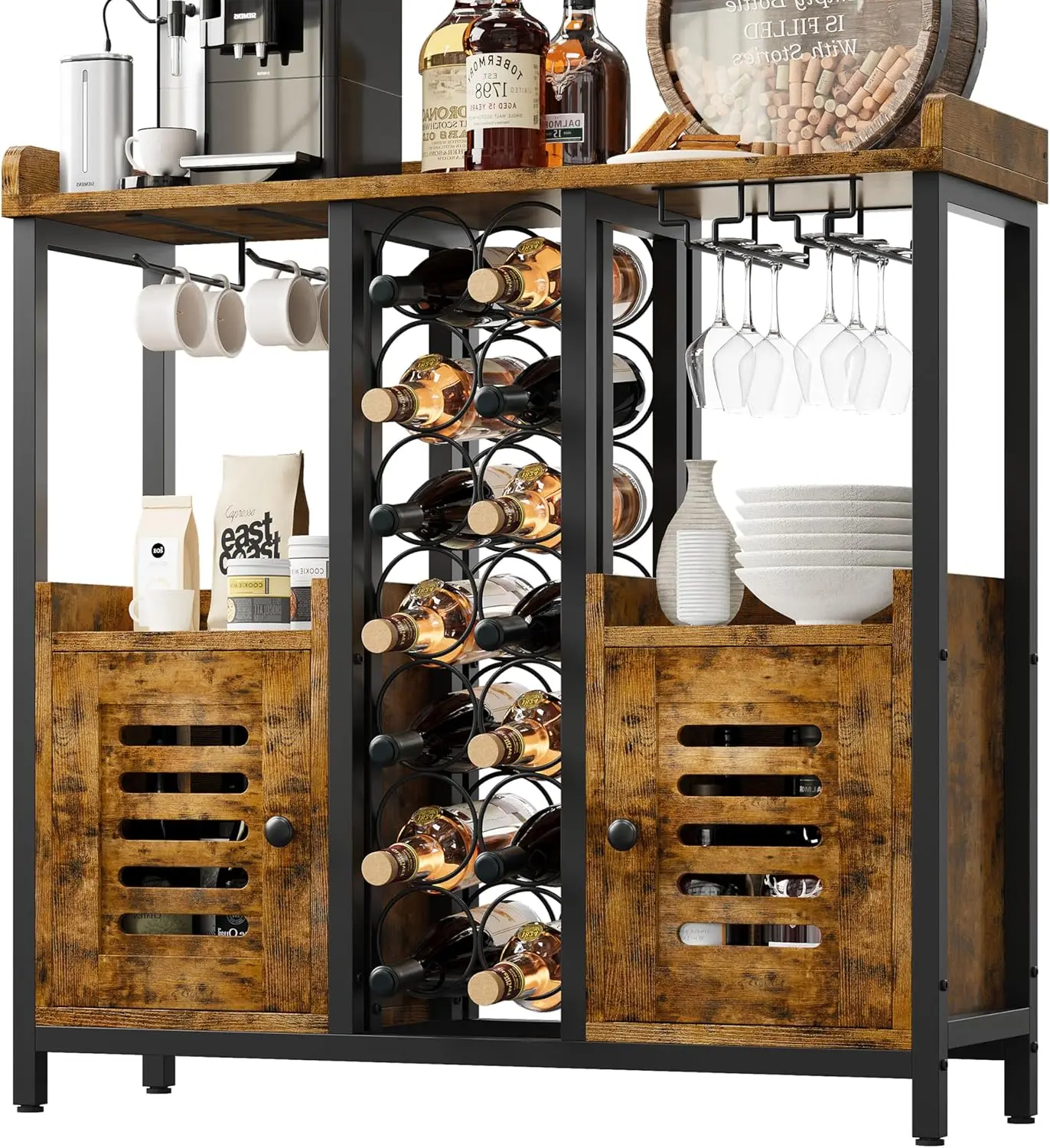 Bar Cabinet, Liquor Cabinet Bar with Storage, Small Wine Bar Cabinet with Wine Glass Holder, Industrial Coffee Bar for Home
Bar Cabinet, Liquor Cabinet Bar with Storage, Small Wine Bar Cabinet with Wine Glass Holder, Industrial Coffee Bar for Home