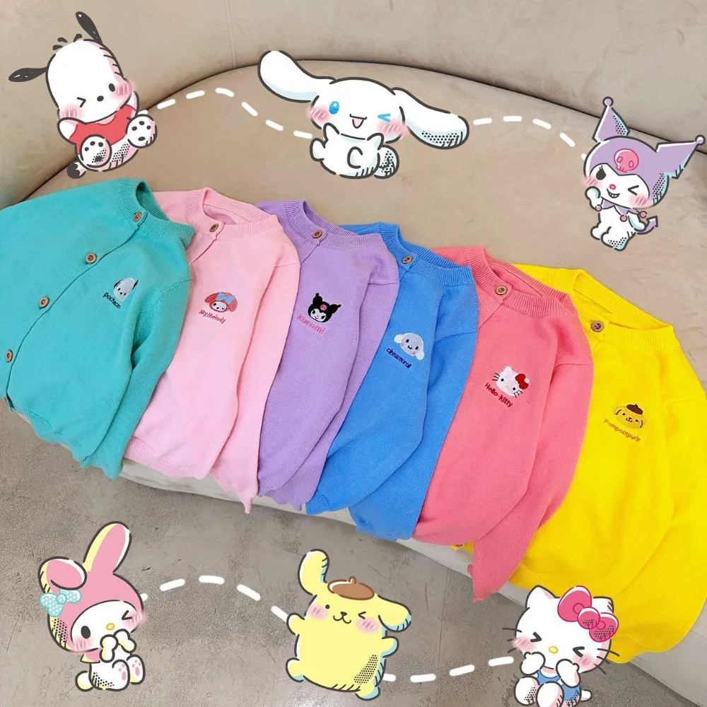 HelloKitty Anime Sanrio Children Cardigan Kawaii MyMelody Cinnamoroll Candy Colcor Autumn Warm Soft Sweater Girl Birthday Gift
HelloKitty Anime Sanrio Children Cardigan Kawaii MyMelody Cinnamoroll Candy Colcor Autumn Warm Soft Sweater Girl Birthday Gift