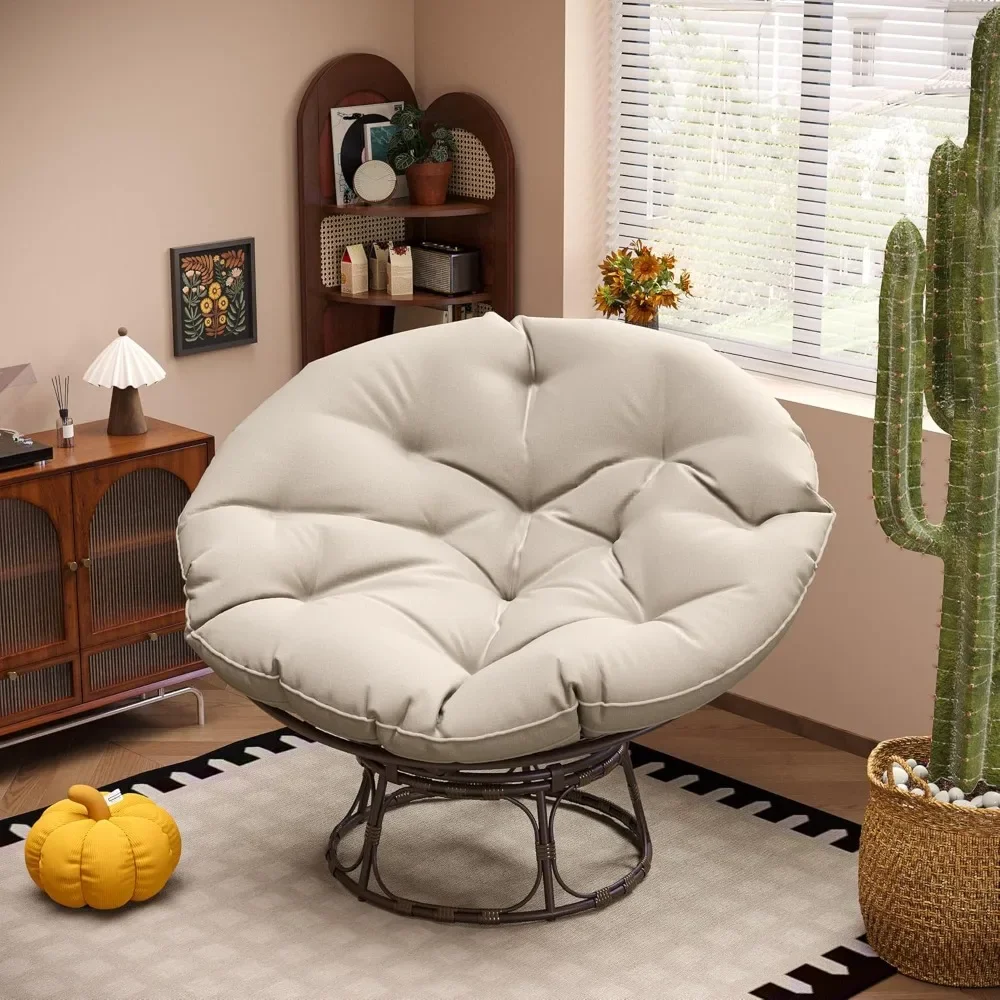 46" Large Papasan Chair with Cushions and Frame, Thickened Papasan, Lazy Round Chair, Beige
46" Large Papasan Chair with Cushions and Frame, Thickened Papasan, Lazy Round Chair, Beige
